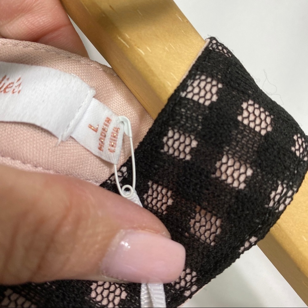 NWT-Candies-Black Semi Sheer Overlay Pink Dress L - Picture 10 of 12